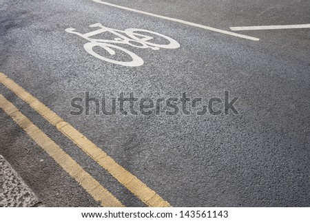 Close up of cycle lane in the road