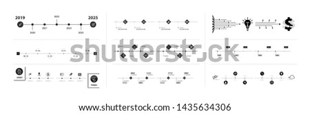 Vector infographic set of design elements. Graph of visualization of business data with marketing icons. Signs of the years of the work process. You can use it for a presentation, annual reports

