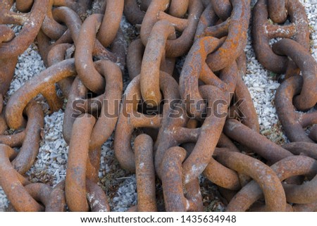 Close-up of old rusty ship chains