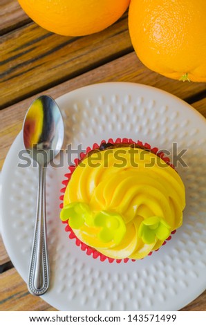 Cupcake on wood table