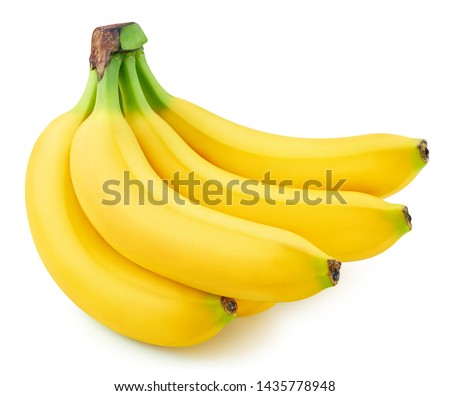 Bunch of bananas isolated on white background. Ripe bananas Clipping Path. Quality macro photo for your project. Royalty-Free Stock Photo #1435778948
