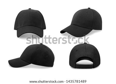 Black baseball cap in four different angles views. Mock up.
 Royalty-Free Stock Photo #1435781489