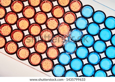 Abstract geometrical red and blue circle pattern