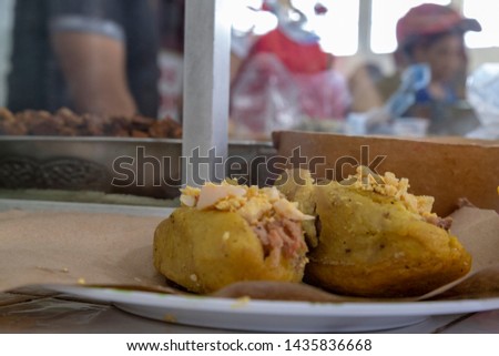 Kibi-pic stuffed with pork and egg, traditional food from Valladolid Mexico