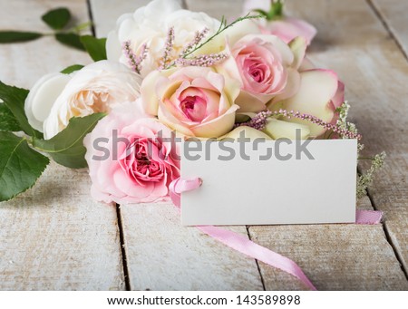 Postcard with fresh flowers