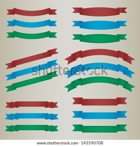 Collection of colorful retro ribbons