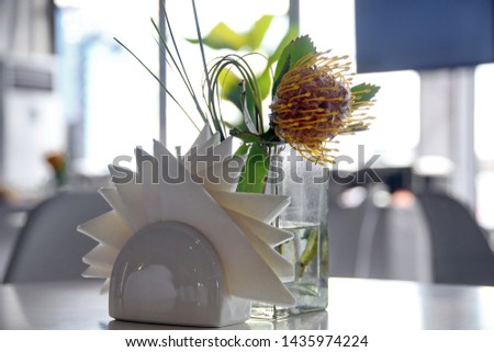 Protea in vase on the table