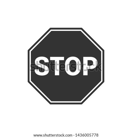 Black and white stop sign isolated on white background. Traffic symbol modern simple vector icon