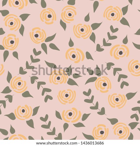 Cute seamless floral roses pattern. Small pastel flowers pink background. Vector illustration for fabric, textile or prints