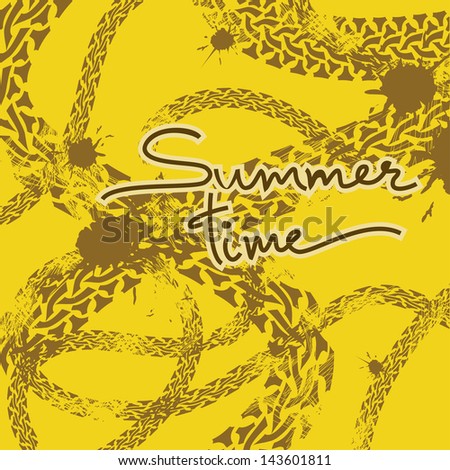 Grunge tire track background with text summer time