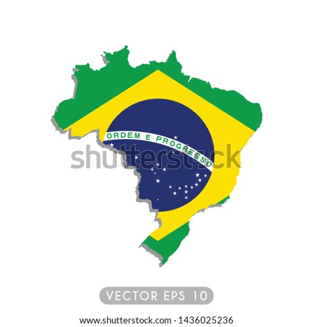 Flag of Brazil in maps territory, Brazil flag template design. Vector Eps 10