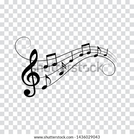 Music notes and symbols, musical design, isolated, vector illustration. Royalty-Free Stock Photo #1436029043