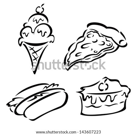 set of sketchy food icon