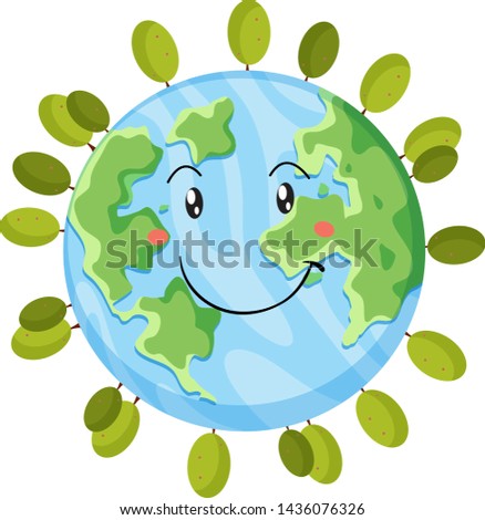 A happy earth icon illustration