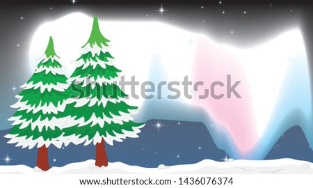 An outdoor winter landscape illustration