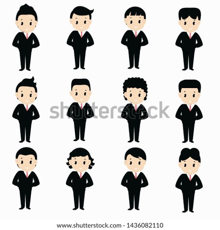 Set of businessman characters poses.  Vector illustration.