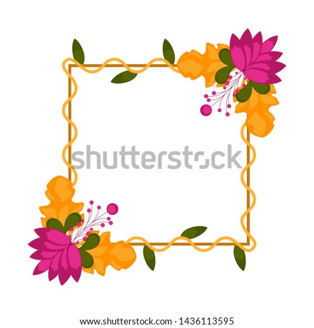 Isolated blank floral frame over a white background - Vector