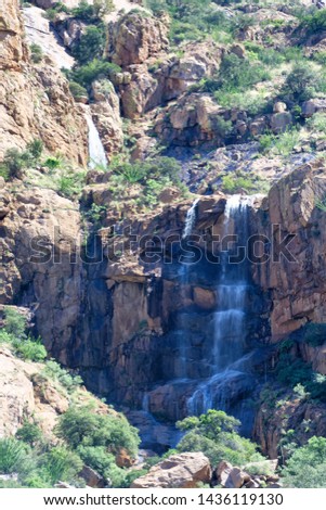 Extremely rare waterfall in the Bisbee, Arizona desert. This fall is only active after a heavy rainfall. 