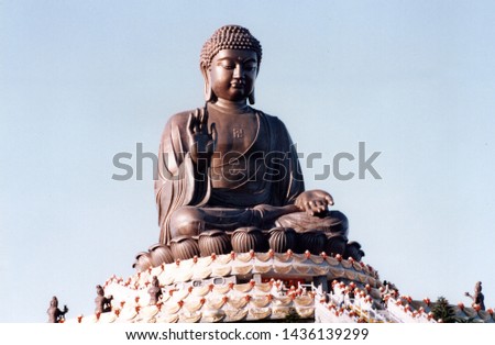 the archive picture of  Tian Tan Buddha, also known as the Big Buddha in 90s