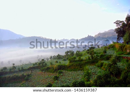 Morning view on the Dieng Plateau