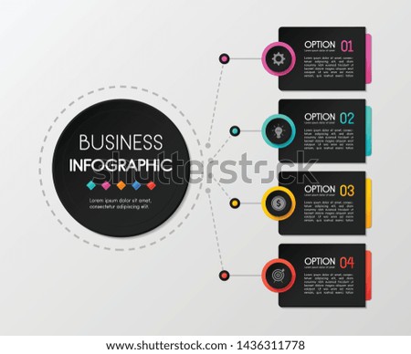 Infographic template with 4 circle elements. Vector
