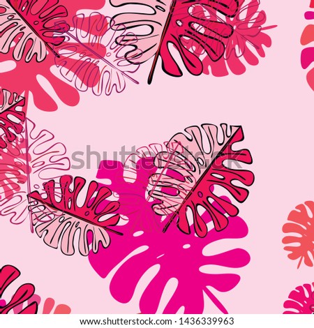 Summer tropical vector design for banner or flyer with exotic leaves.