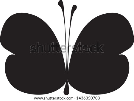 Black butterfly, isolated on white background. Vector graphics. Stock vector illustration. Copy space.