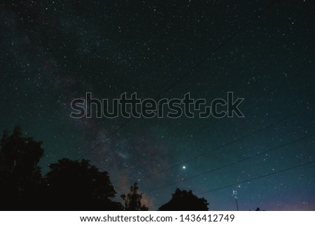 Black provincial silhouettes on night star sky background
