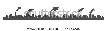 Harmful emissions from plant smokestacks. Atmosphere pollution. Vector illustration. Royalty-Free Stock Photo #1436465288