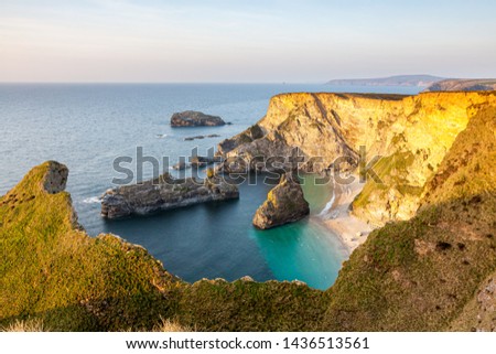 Overlooking Western Cove at sunset near Portreath on the North Cliffs Cornwall England UK Europe