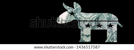 Donkey, United States Money on Black Background