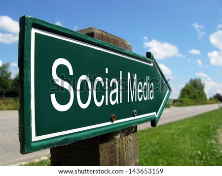 Social Media signpost along a rural road