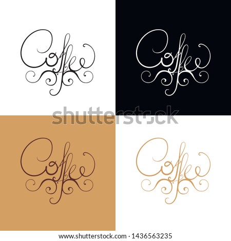Coffe shop vector logo. Hand drawn vector vintage logotype with  on white isolated