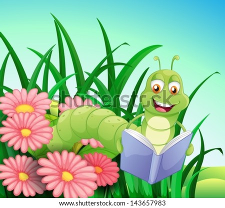 Illustration of a worm reading a book