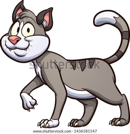 Happy cartoon cat walking clip art. Vector illustration with simple gradients. All in a single layer. 
