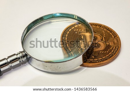 cyripto money mining. close up physical bitcoin coin
