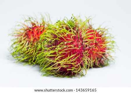 Tropical fruit, rambutan isolate on white background