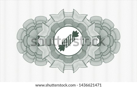 Green rosette (money style emblem) with candy icon inside
