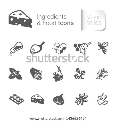 Ingredients & food related icons, herbal, plants, graphic