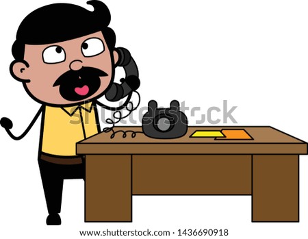 Talking on Phone - Indian Cartoon Man Father Vector Illustration