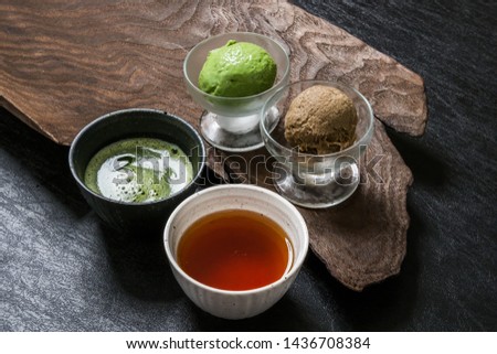 ice cream of japanese roasted green tea