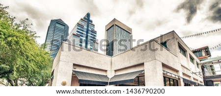 Buildings of Downtown Jacksonville on a cloudy day, Florida.
