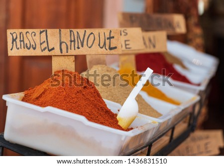 Ras el hanout and other spices for sale