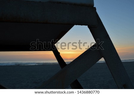 Life guard tower beach sunset