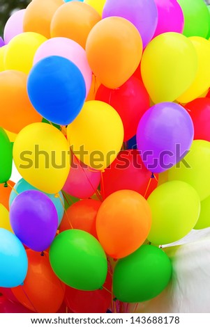 Group of color balloons as background