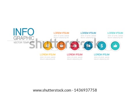 Vector horizontal infographic diagram, template for business, presentations, web design, 6 options.