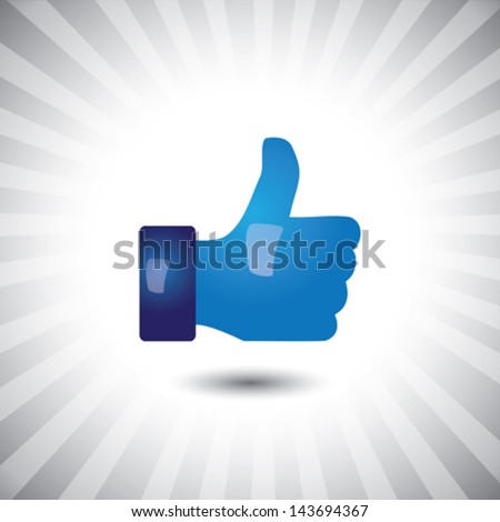 Concept vector- glossy, stylish social media like hand icon(Symbol). The illustration shows a shiny like sign or icon used in social media websites like facebook, etc