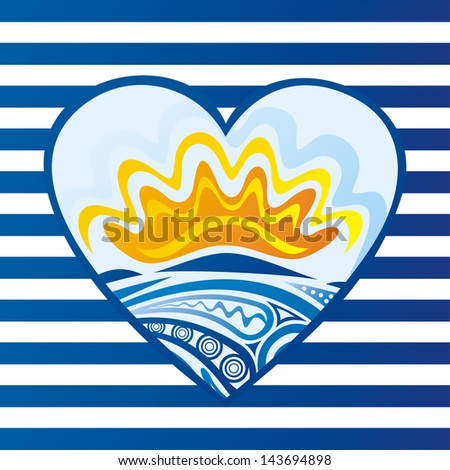 Sea sun heart illustration