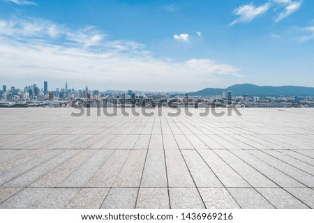Panoramic skyline with empty road