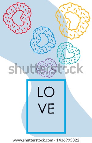 Illustration of love and valentine, digital style, vector background.